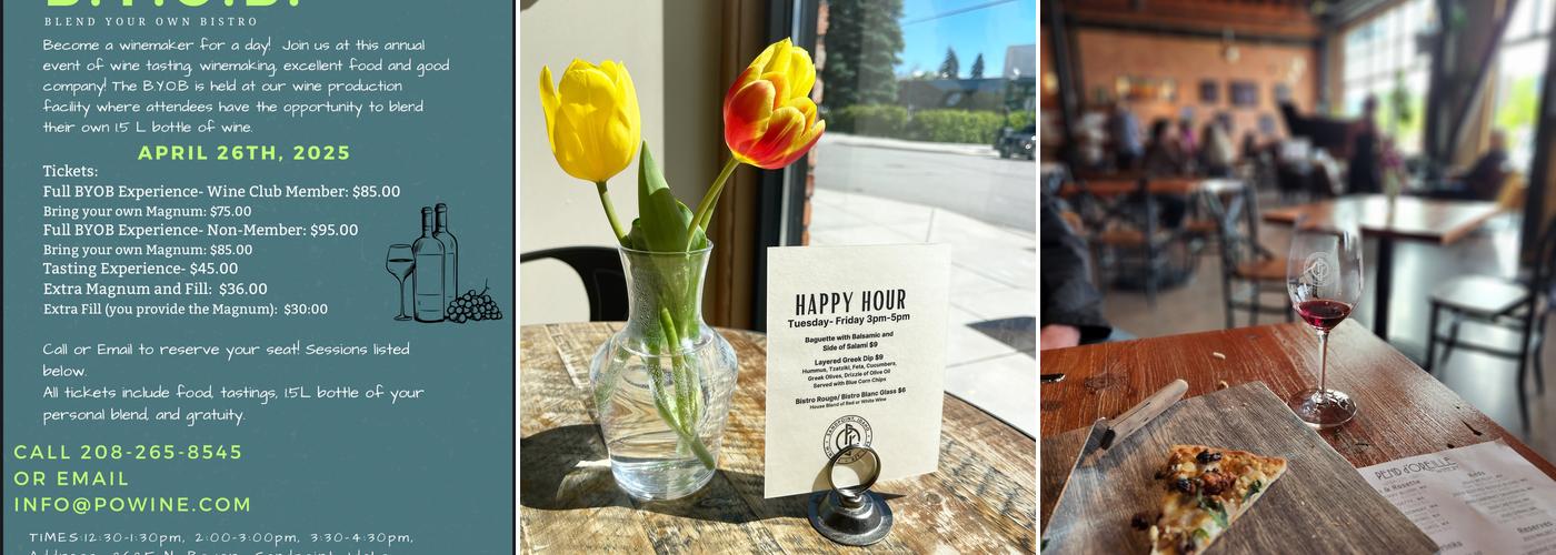 Pend d'Oreille Winery Tasting Room Menu