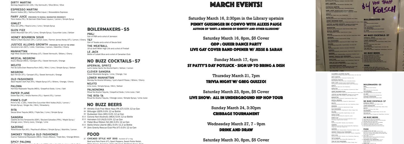 Babes Bar Menu