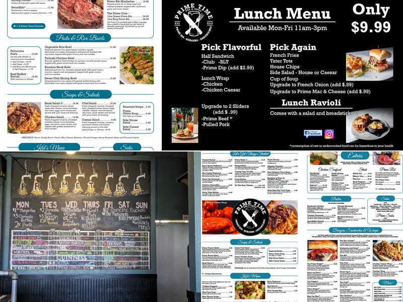 Prime Time Pub & Grill Menu