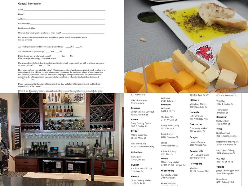 Chateau Winery & Vineyard Menu