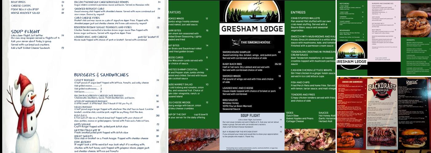 Backdraft BBQ at Gresham Lodge Menu