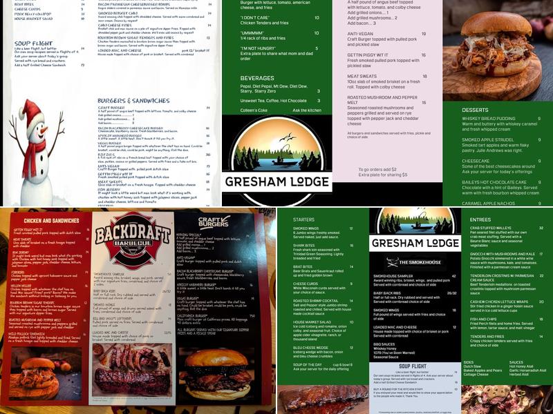 Backdraft BBQ at Gresham Lodge Menu