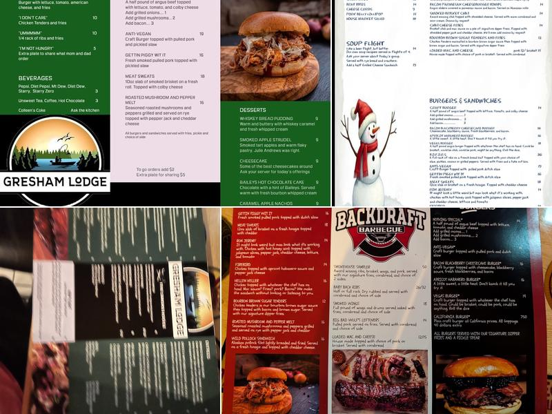 Backdraft BBQ at Gresham Lodge Menu