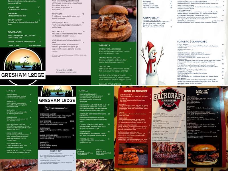 Backdraft BBQ at Gresham Lodge Menu