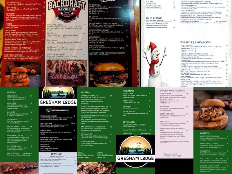 Backdraft BBQ at Gresham Lodge Menu
