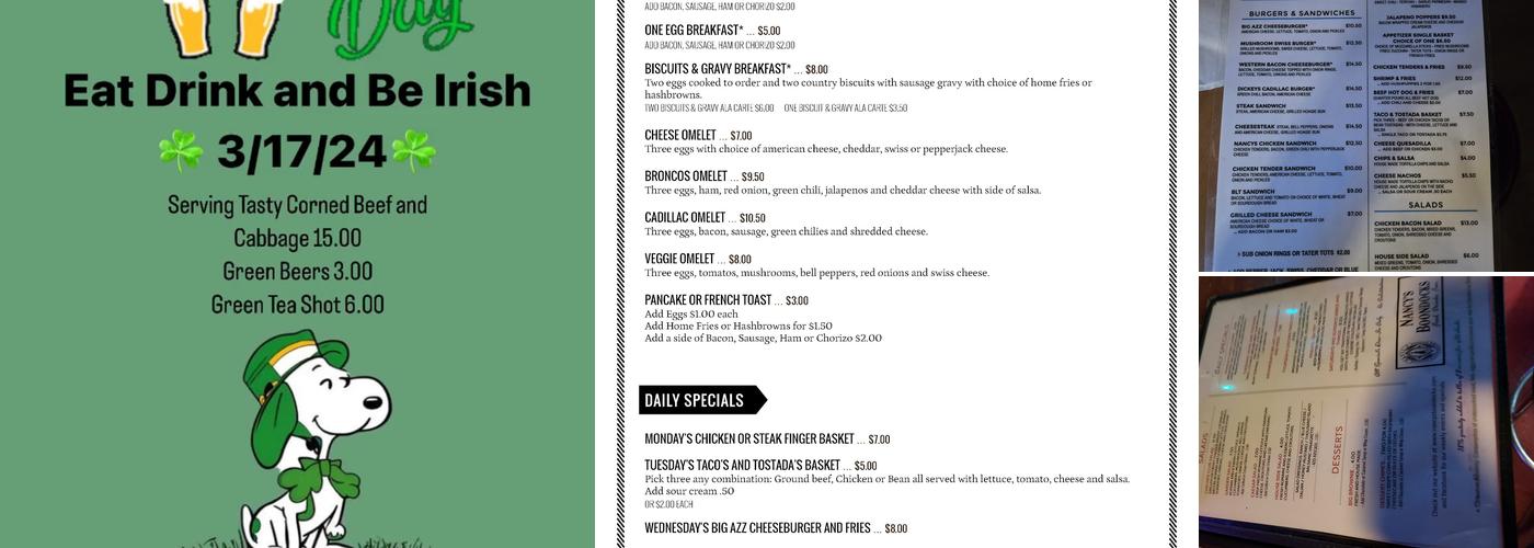 Nancy's Boondocks Menu