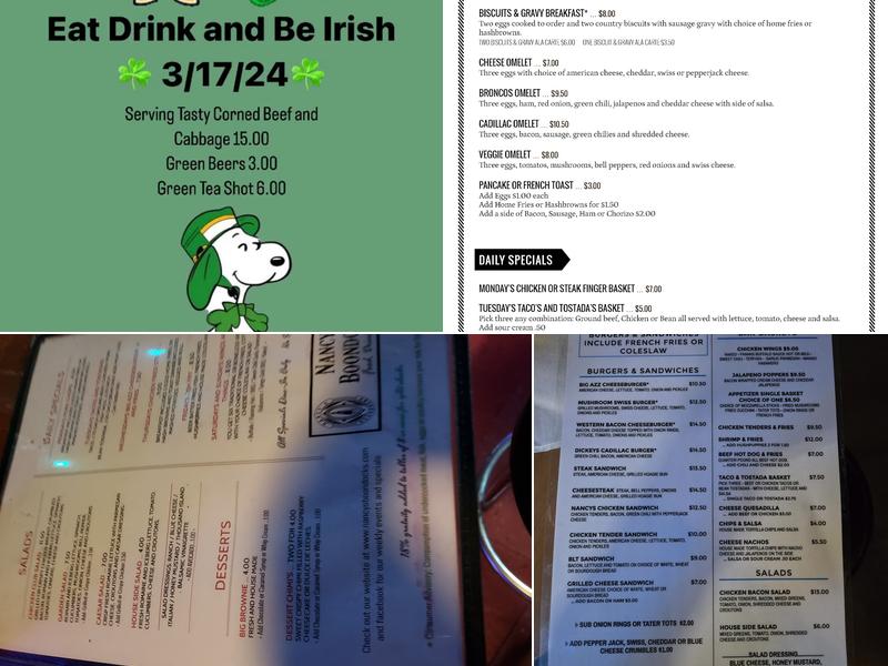 Nancy's Boondocks Menu