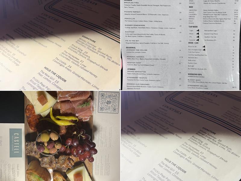 Castell Rooftop Lounge Menu