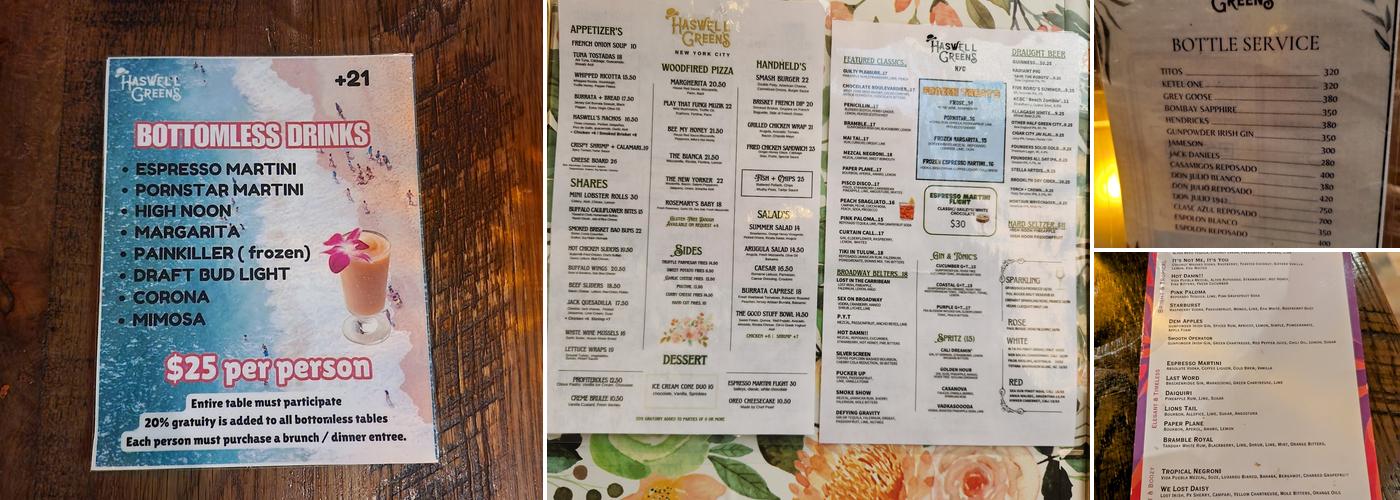 Haswell Green's Menu