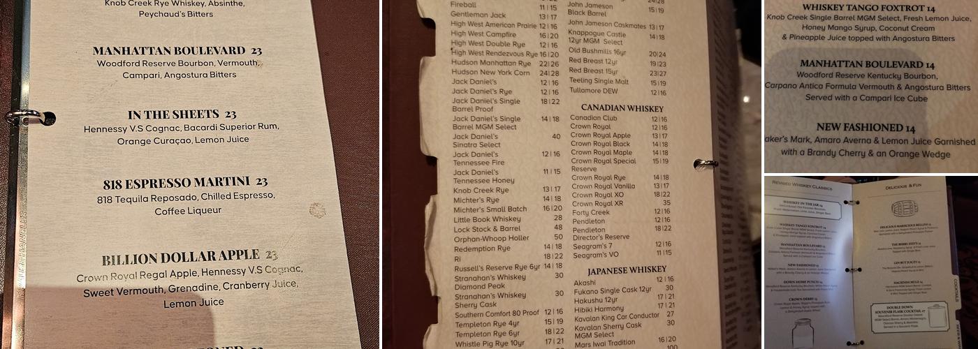 Whiskey Down Menu