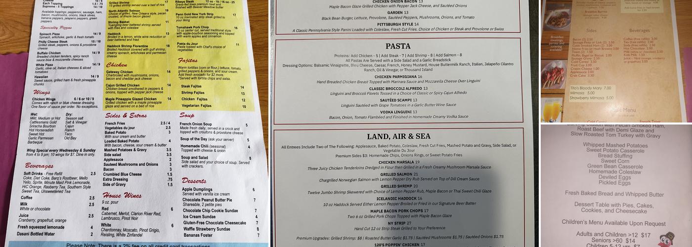 120 Pub and Grub Menu