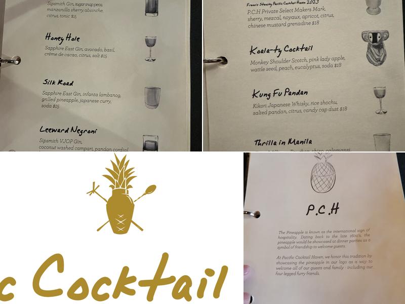 Pacific Cocktail Haven Menu