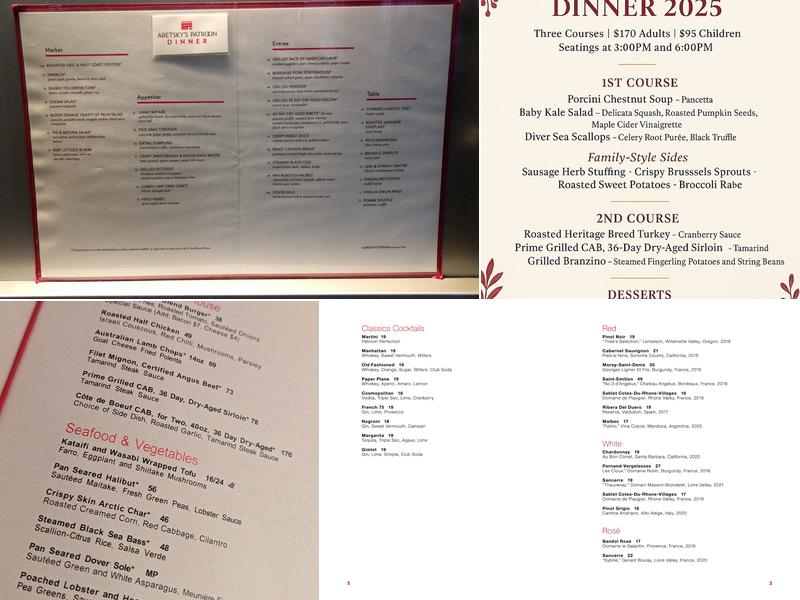 Aretsky's Patroon Menu