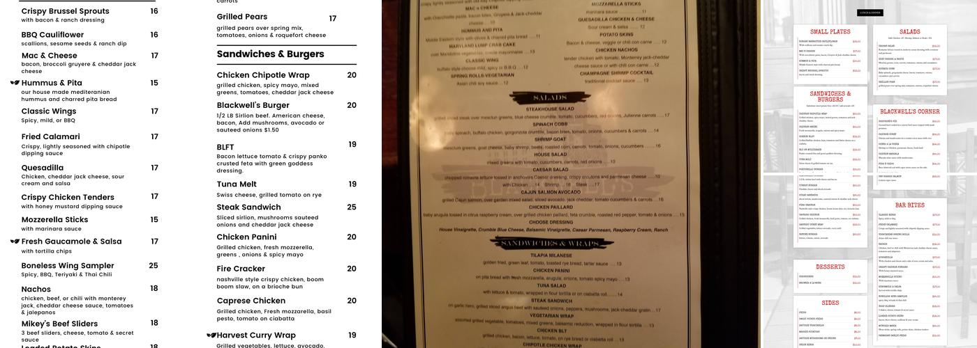 Blackwells Menu