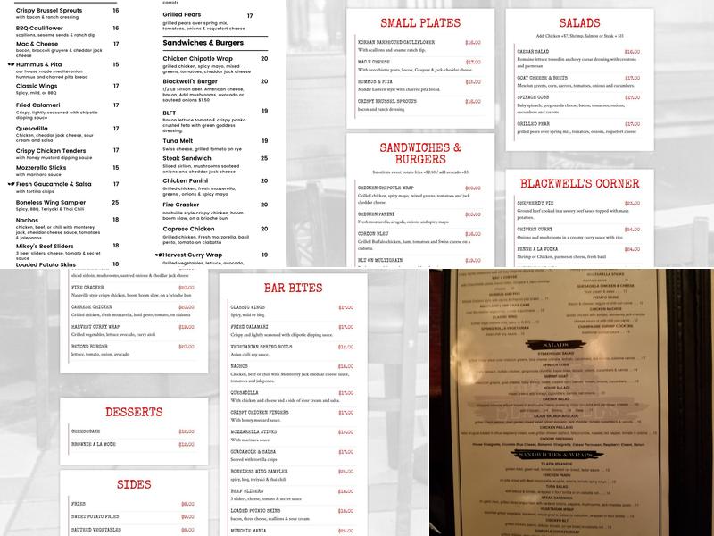 Blackwells Menu