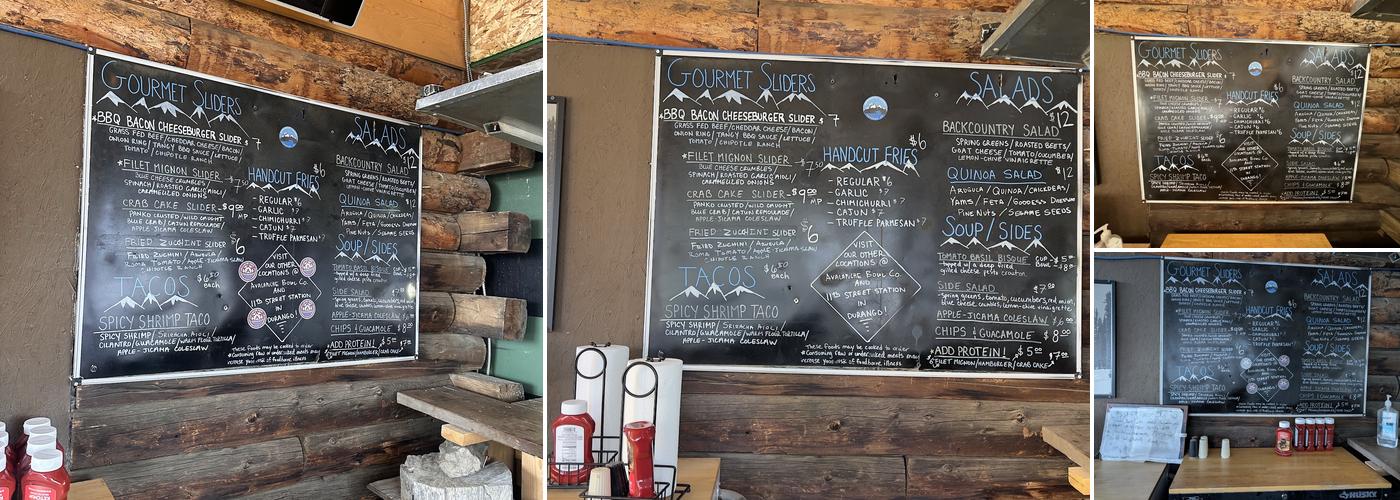 The Nugget Mountain Bar Menu