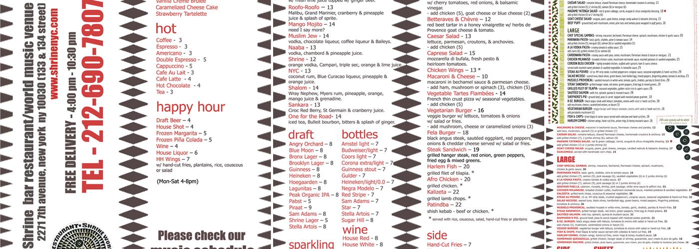 Shrine Menu