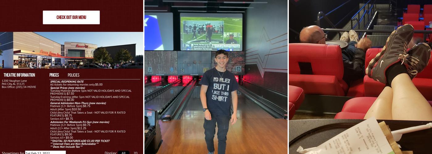 Pell City PREMIERE LUX Cine, Bowl & Pizza Pub Menu