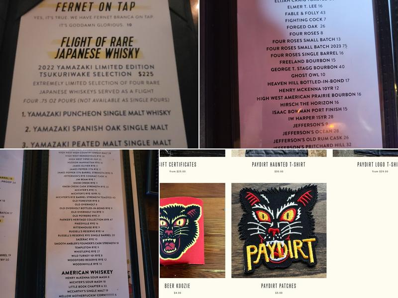 Paydirt Menu