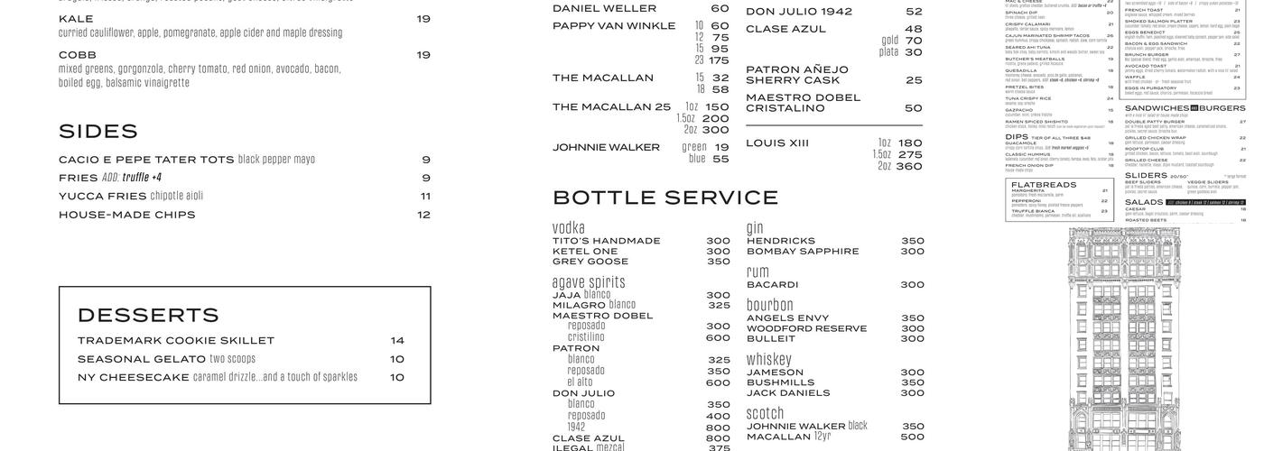 Refinery Rooftop Menu