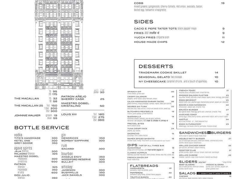 Refinery Rooftop Menu