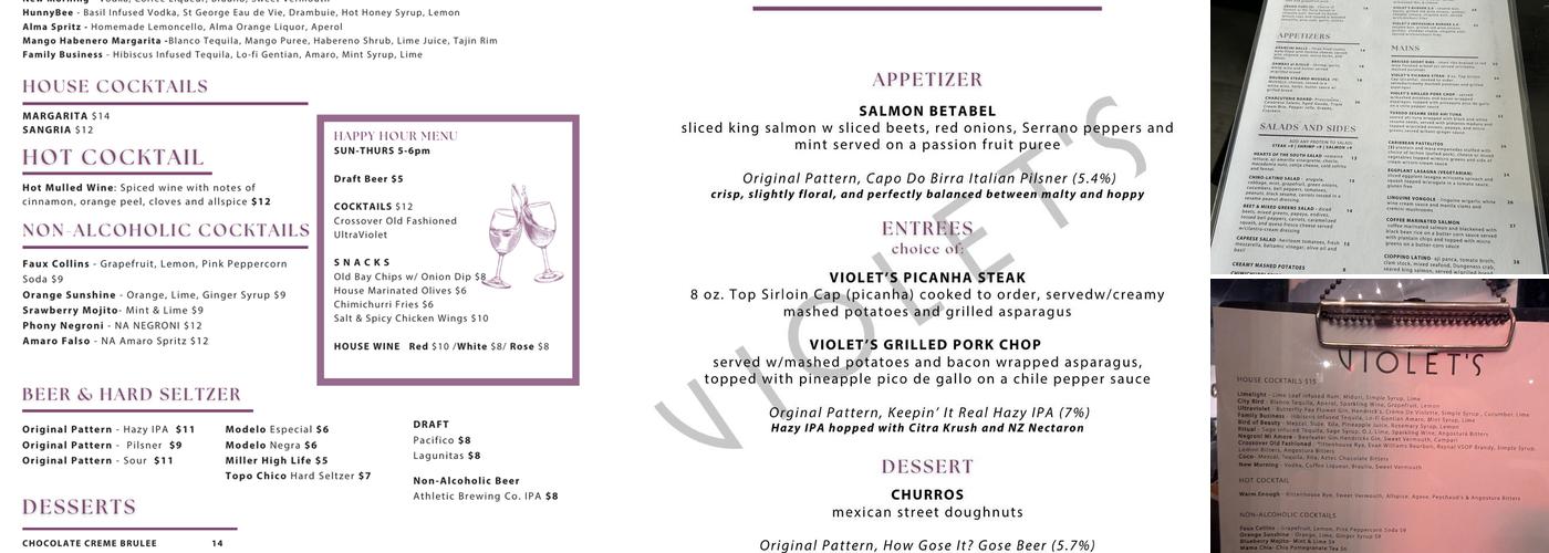 Violet's Menu