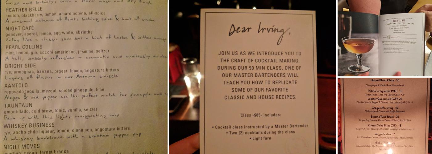 Dear Irving Gramercy Menu