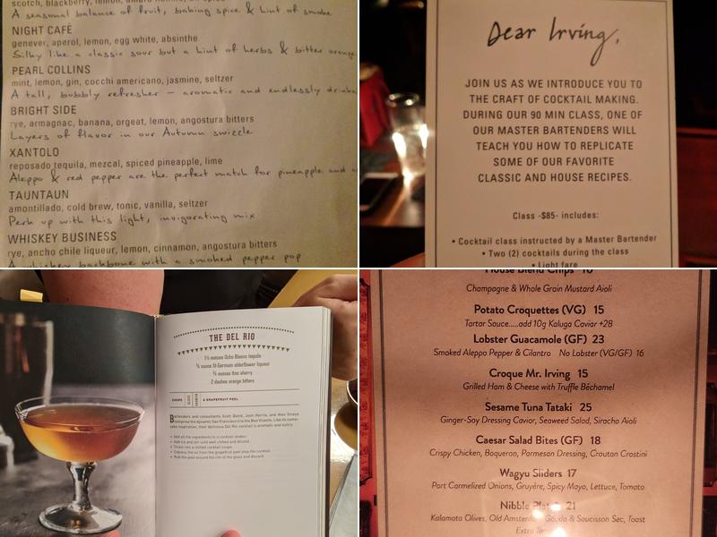 Dear Irving Gramercy Menu
