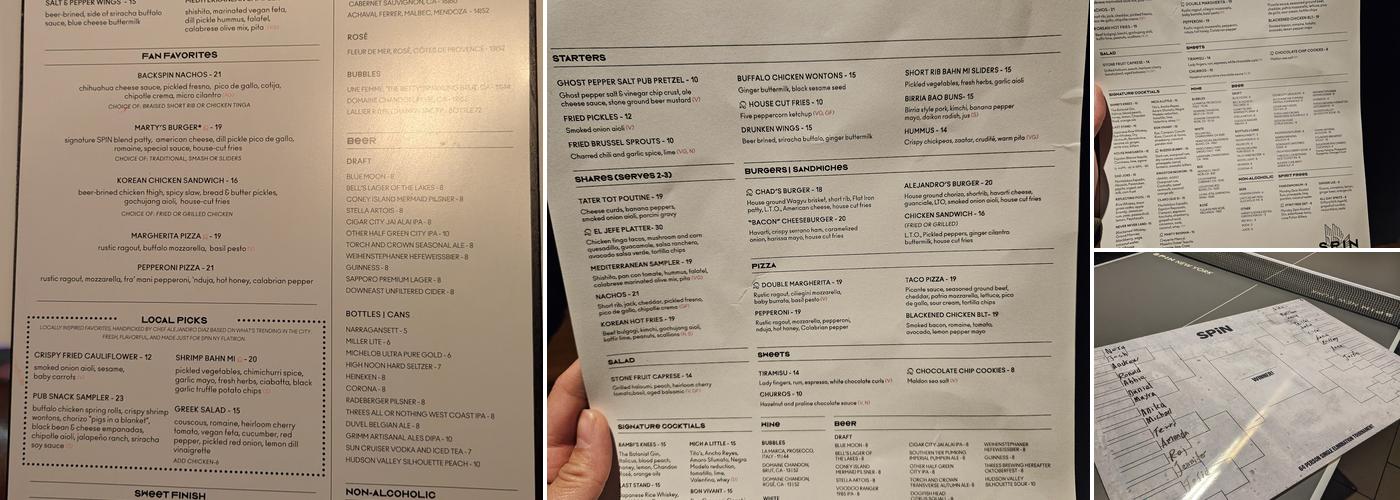 SPIN New York Flatiron Menu