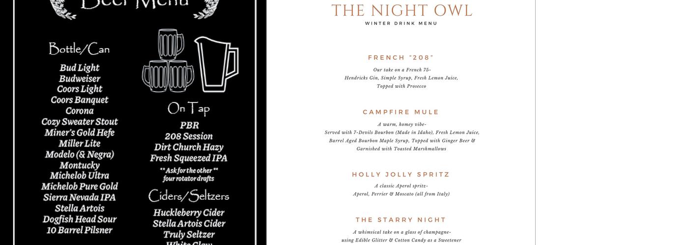 The Night Owl Menu