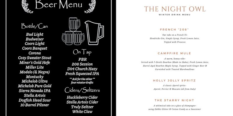 The Night Owl Menu