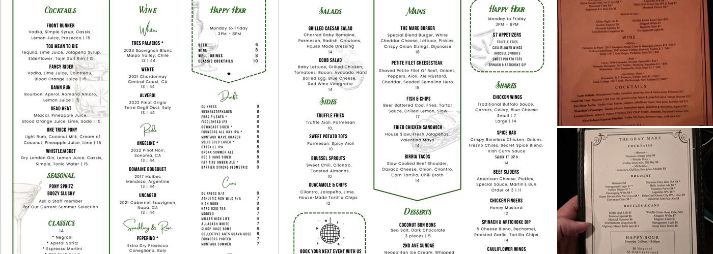 THE GRAY MARE Menu