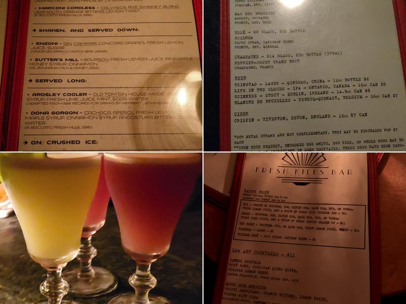 Fresh Kills Bar Menu