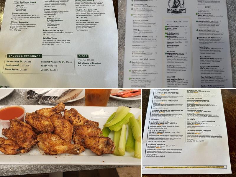 Back Bay Tavern Menu