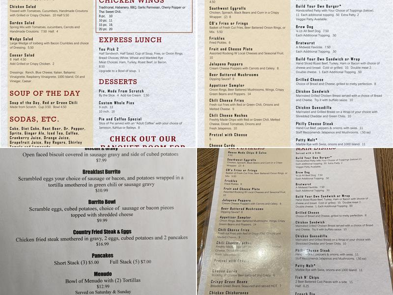 CB's Tavern Menu