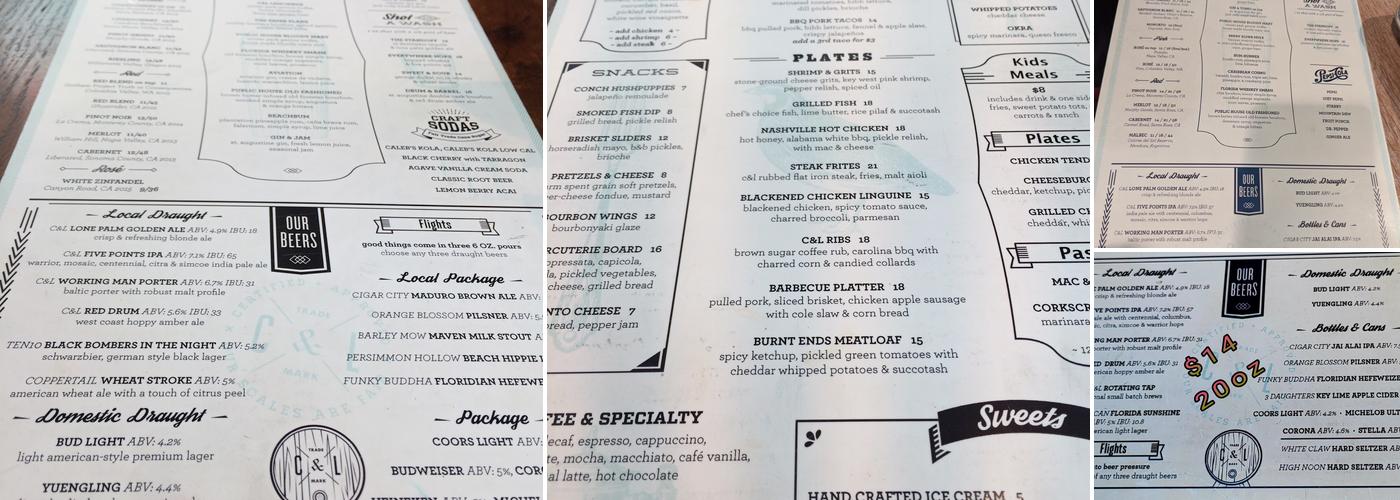 Cask & Larder Menu
