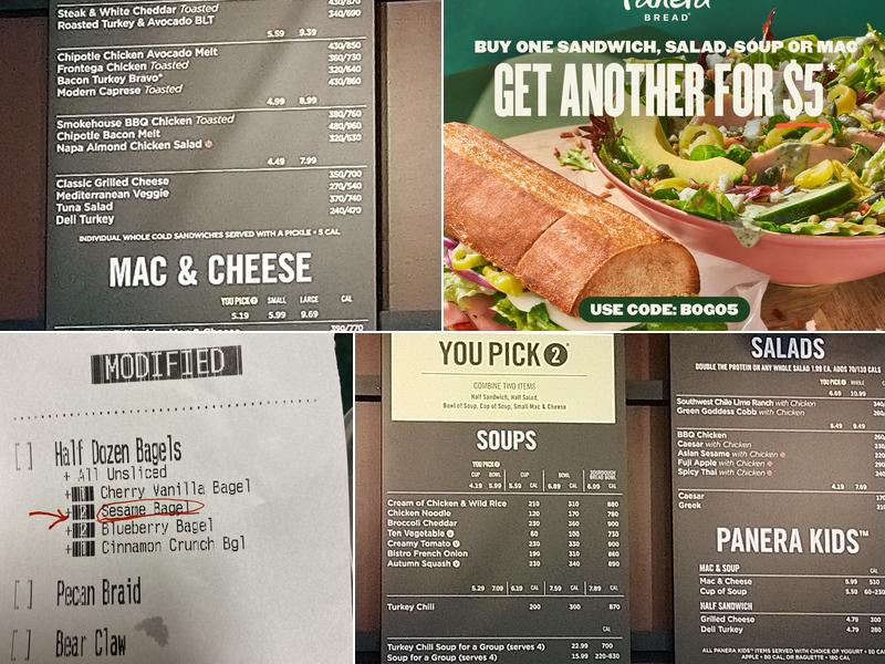 Panera Bread Menu