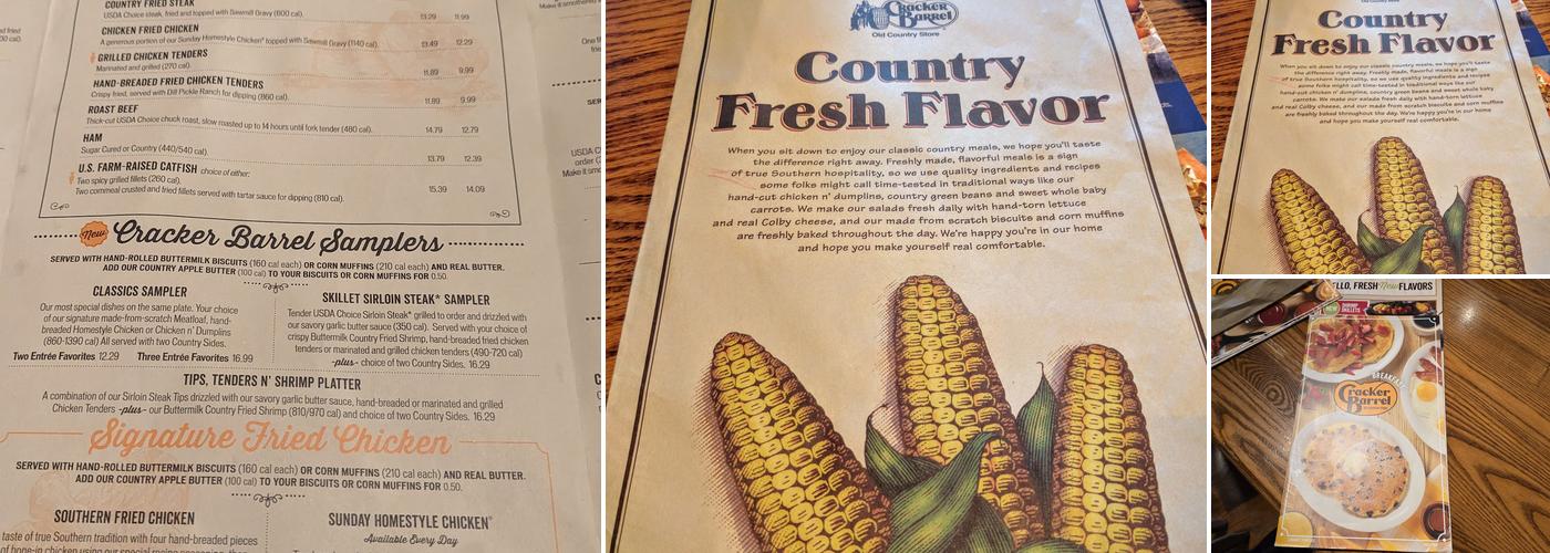 Cracker Barrel Old Country Store Menu