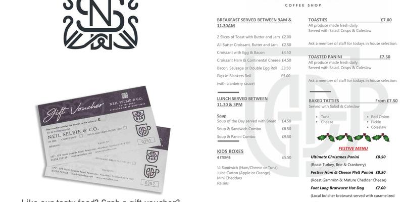 Neil Selbie & Co Menu