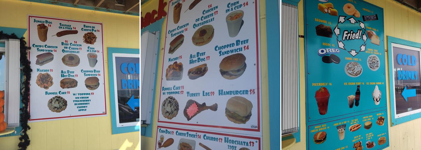 Jungle Surf Rentals Menu