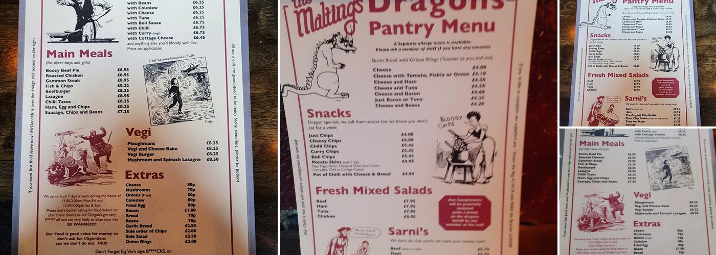 The Maltings Menu