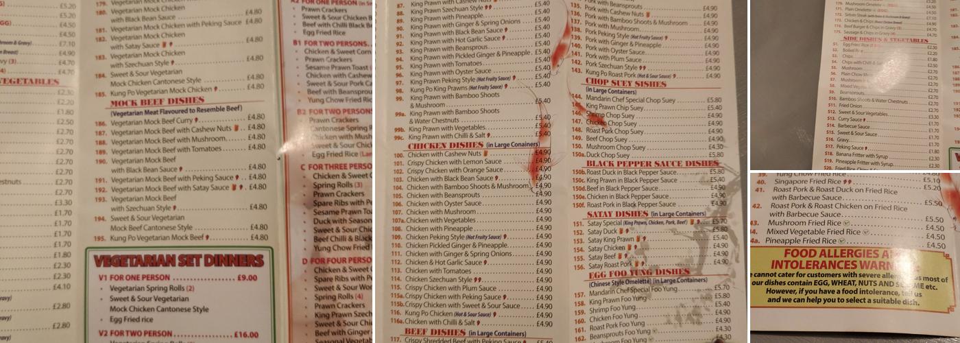 The Mandarin Chef Menu