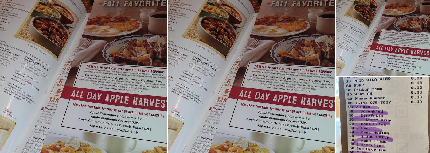 Bob Evans Menu