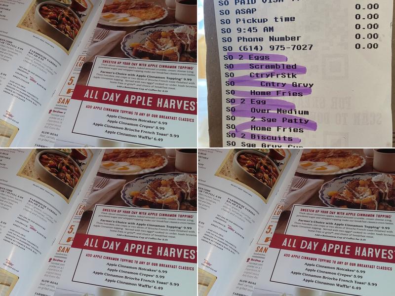 Bob Evans Menu