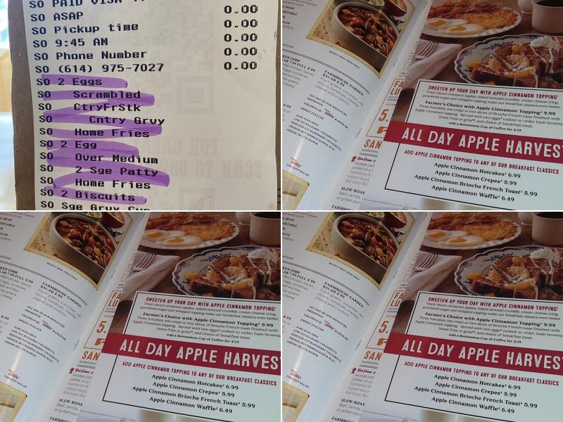 Bob Evans Menu