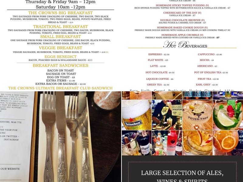 The Crown Widnes Menu