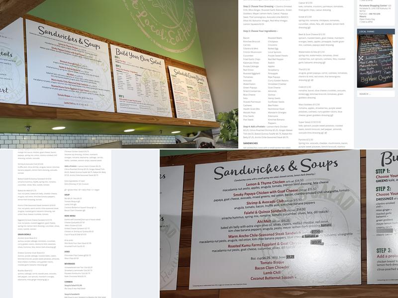 Fork and Salad Maui Menu