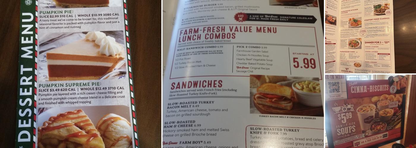Bob Evans Menu