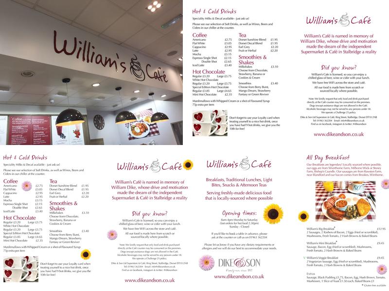 William's Cafe Menu