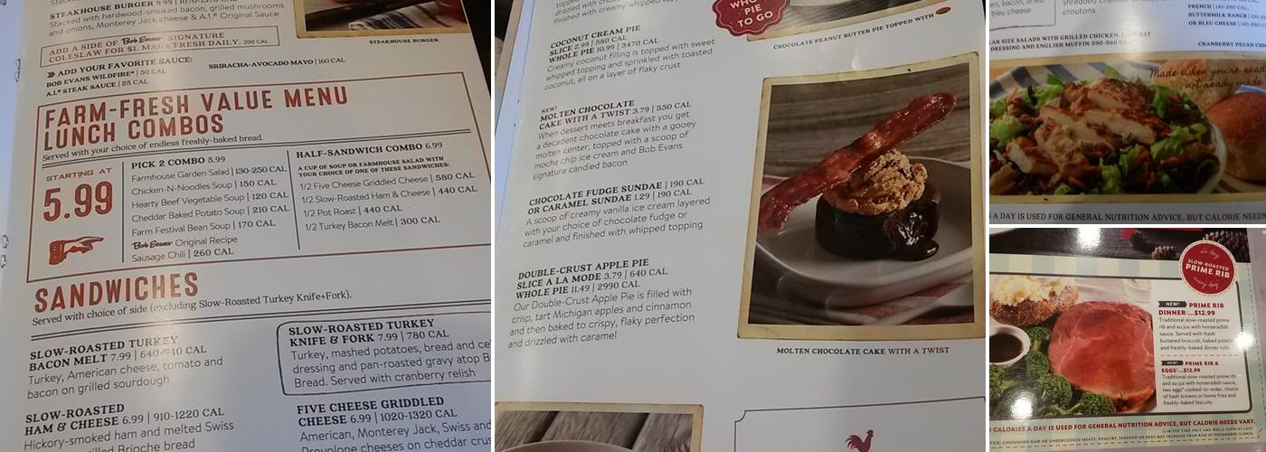 Bob Evans Menu